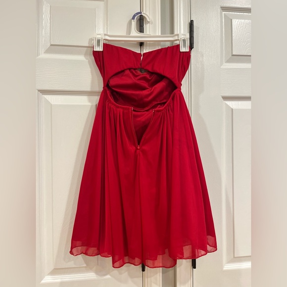 Strapless Red Rhinestone Dress - Picture 4 of 11